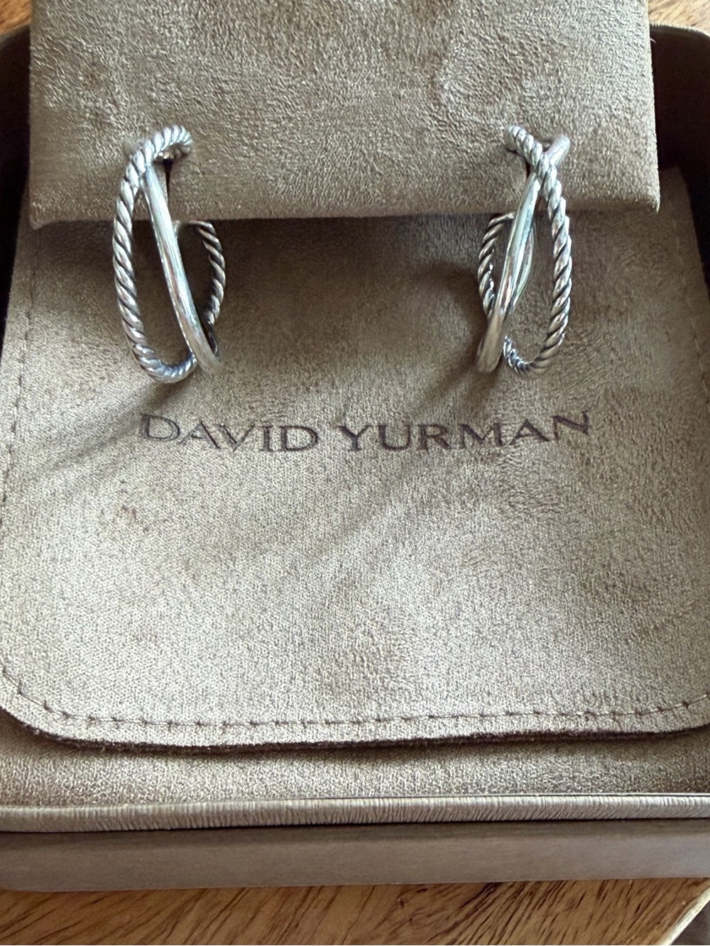 David Yurman Twisted Cable Hoop Earrings in Silver